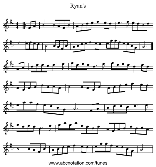 Ryan's - staff notation