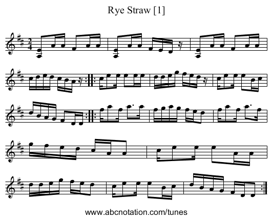 Rye Straw [1] - staff notation