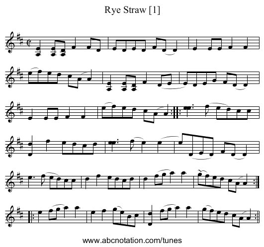 Rye Straw [1] - staff notation