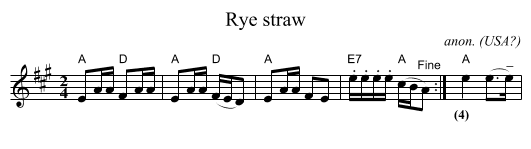 Rye straw - staff notation