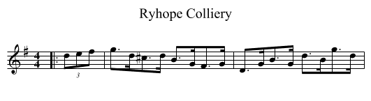 Ryhope Colliery - staff notation