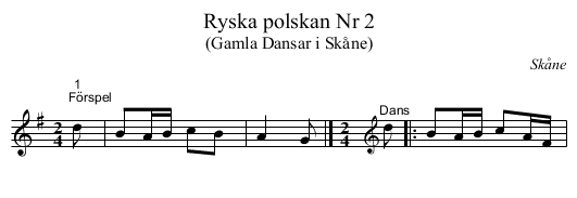 Ryska polskan Nr 2 - staff notation