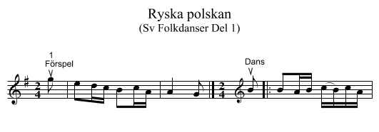 Ryska polskan - staff notation
