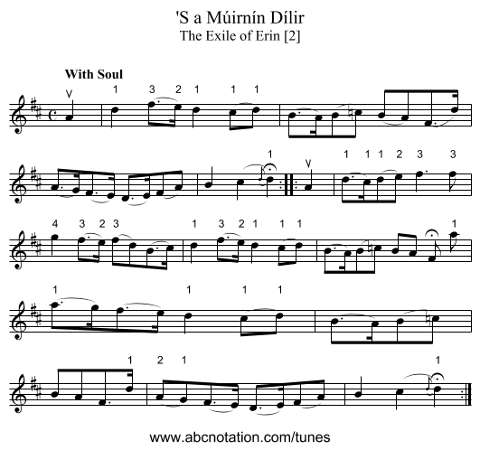 'S a Múirnín Dílir - staff notation