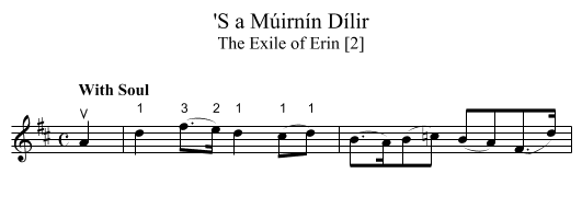 'S a Múirnín Dílir - staff notation