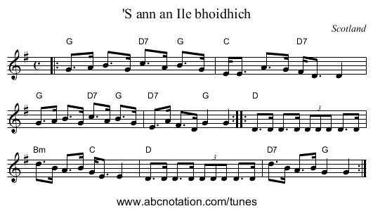 'S ann an Ile bhoidhich - staff notation
