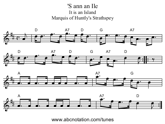 'S ann an Ile - staff notation