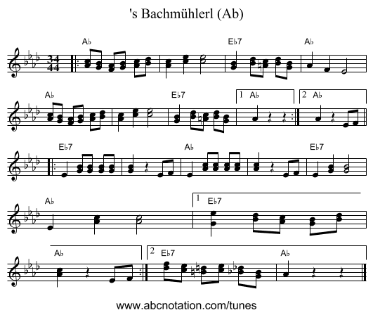 's Bachm&uuml;hlerl (Ab) - staff notation