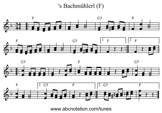 's Bachmühlerl (F) - staff notation