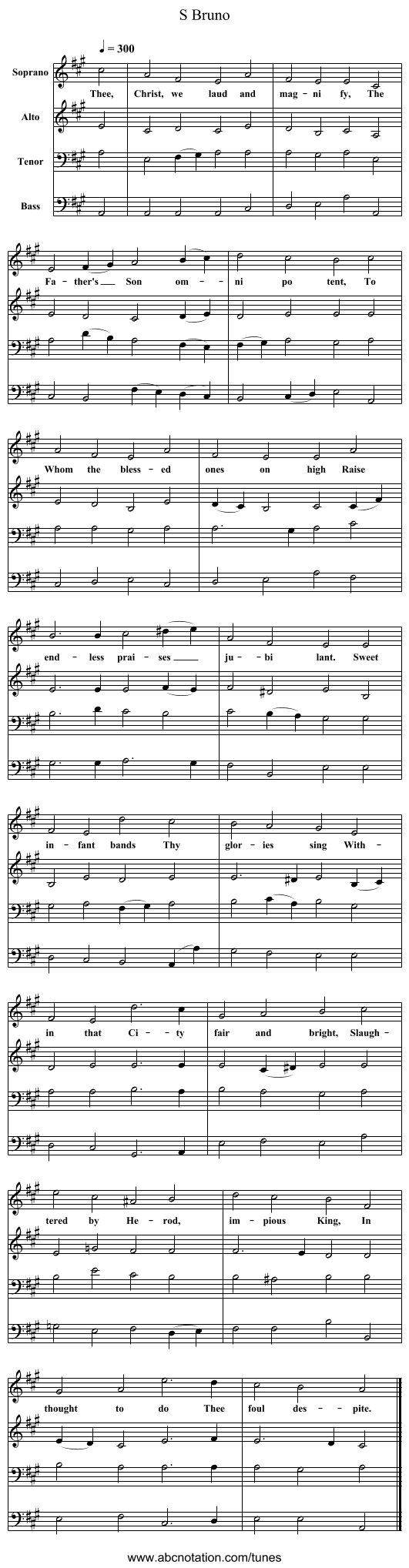 S Bruno - staff notation