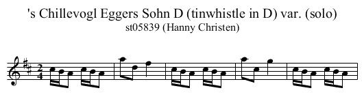 's Chillevogl Eggers Sohn D (tinwhistle in D) var. (solo) - staff notation