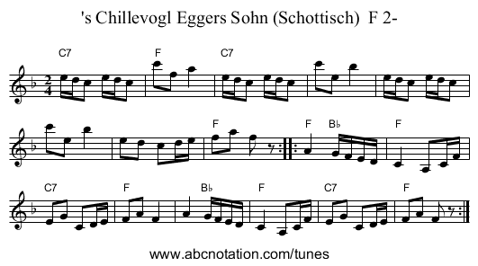 's Chillevogl Eggers Sohn (Schottisch)  F 2- - staff notation