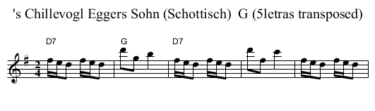 's Chillevogl Eggers Sohn (Schottisch)  G (5letras transposed) - staff notation