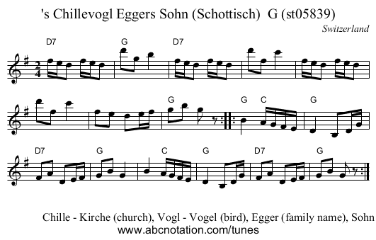 's Chillevogl Eggers Sohn (Schottisch)  G (st05839) - staff notation