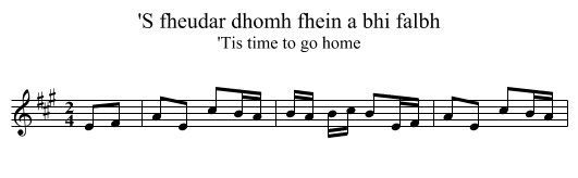'S fheudar dhomh fhein a bhi falbh - staff notation