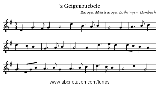 's Geigenbuebele - staff notation