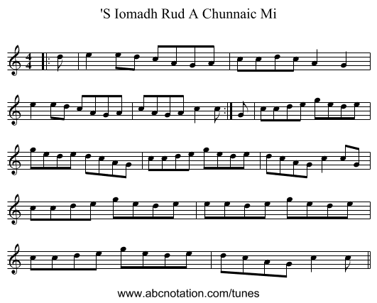 'S Iomadh Rud A Chunnaic Mi - staff notation