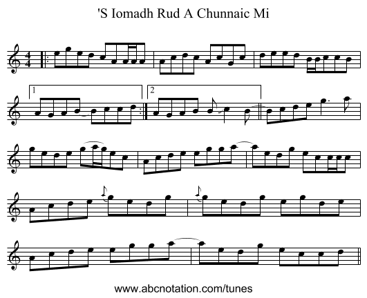 'S Iomadh Rud A Chunnaic Mi - staff notation