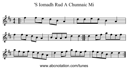 'S Iomadh Rud A Chunnaic Mi - staff notation