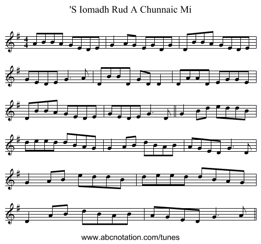 'S Iomadh Rud A Chunnaic Mi - staff notation