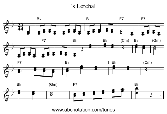 's Lerchal - staff notation