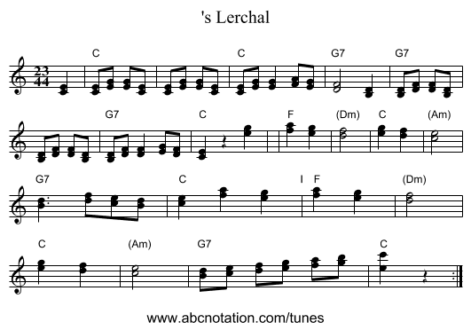 's Lerchal - staff notation