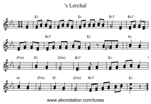 's Lerchal - staff notation