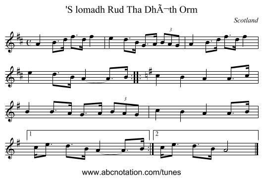 'S lomadh Rud Tha DhÃ¬th Orm - staff notation