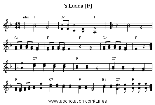 's Luada [F] - staff notation