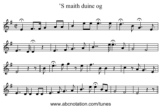 ’S maith duine og - staff notation