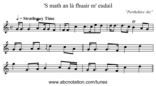 'S math an là fhuair m' eudail - staff notation
