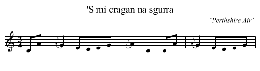 'S mi cragan na sgurra - staff notation