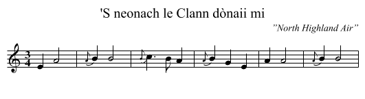 'S neonach le Clann dònaii mi - staff notation