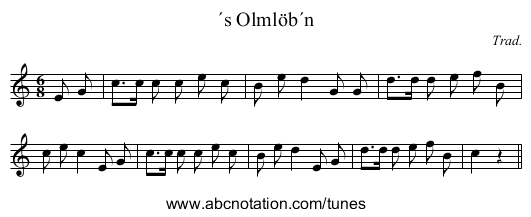 ´s Olml&ouml;b´n - staff notation