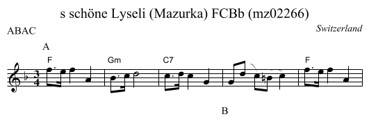 s schöne Lyseli (Mazurka) FCBb (mz02266) - staff notation