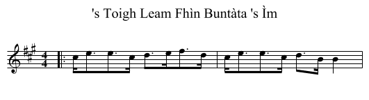 's Toigh Leam Fhìn Buntàta 's Ìm - staff notation