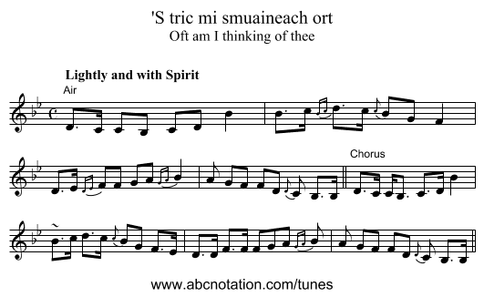 'S tric mi smuaineach ort - staff notation