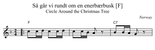S&aring; g&aring;r vi rundt om en enerb&aelig;rbusk [F] - staff notation