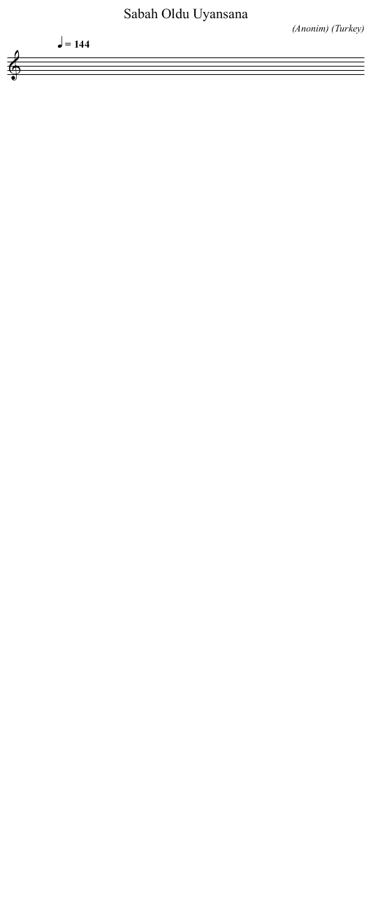 Sabah Oldu Uyansana - staff notation