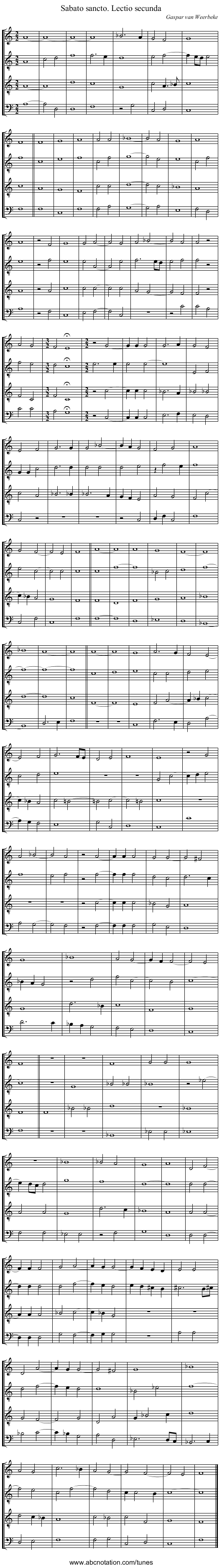 Sabato sancto. Lectio secunda - staff notation