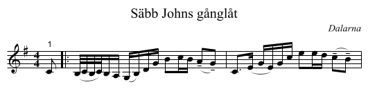 Säbb Johns gånglåt - staff notation