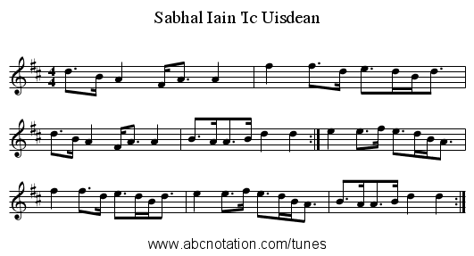 Sabhal Iain 'Ic Uisdean - staff notation