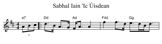 Sabhal Iain 'Ic Ùisdean - staff notation