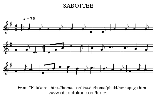 SABOTTEE - staff notation
