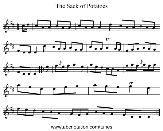 Sack of Potatoes, The - staff notation