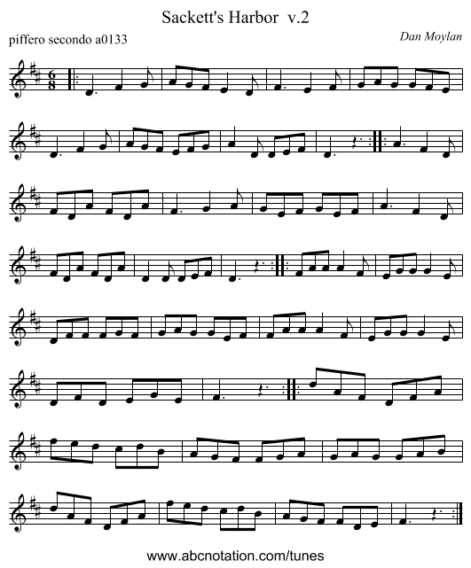 Sackett's Harbor  v.2 - staff notation