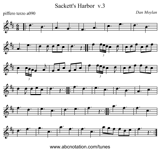 Sackett's Harbor  v.3 - staff notation