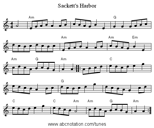 Sackett's Harbor - staff notation