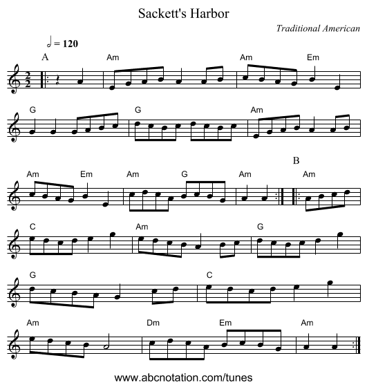 Sackett's Harbor - staff notation