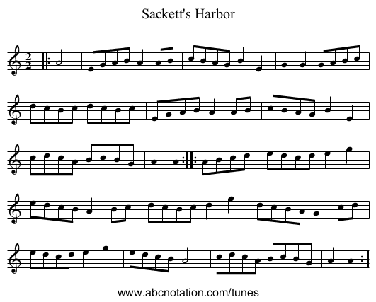 Sackett's Harbor - staff notation